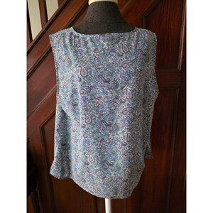 Talbots Womens 2X Paisley Sleeveless Blouse Multicolor